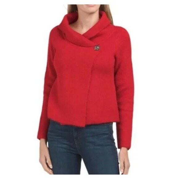 Adrienne Vittadini Cropped Sweater Cardigan Womens XL Shawl Collar Wool Blend - Picture 1 of 10